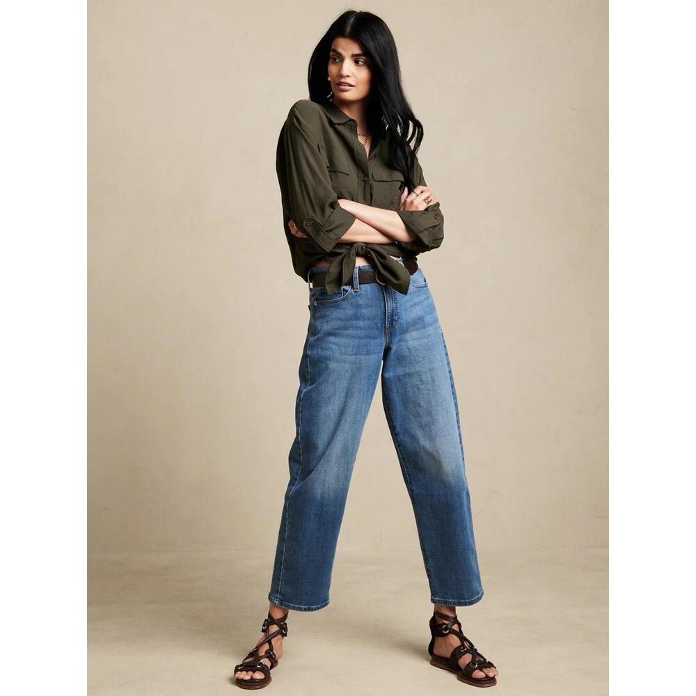 Banana Republic jeans womens 31 blue high rise wide leg denim relaxed